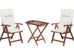 Ulkokalusteet<Beliani Poyta Ja 2 Tuolia Luonnonvalkoisilla Tyynyilla Toscana