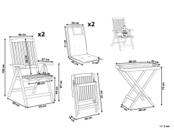 Ulkokalusteet<Beliani Poyta Ja 2 Tuolia Luonnonvalkoisilla Tyynyilla Toscana