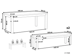 Sale Beliani Poytaryhma 6-Istuttava - Poyta Ja 2 Penkkia Harmaa Ostuni