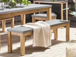 Sale Beliani Poytaryhma 6-Istuttava - Poyta Ja 2 Penkkia Harmaa Ostuni