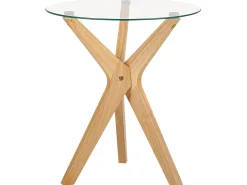 Cheap Beliani Poytasetti Lasitasolla Kumipuu Vaalea Puu 2 Kpl Valley