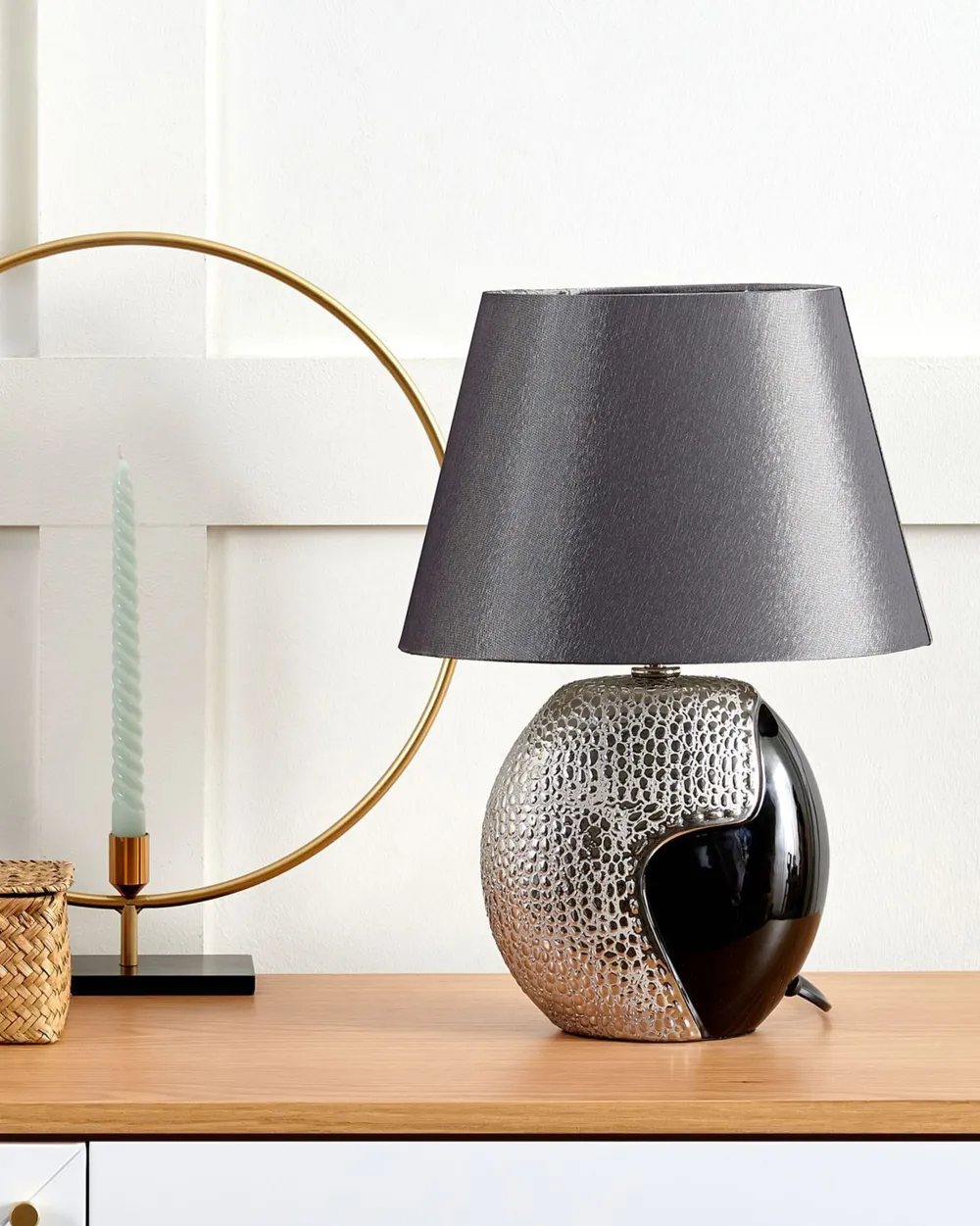 Valaisimet<Beliani Poytavalaisin Keraaminen Hopea/Musta Argun