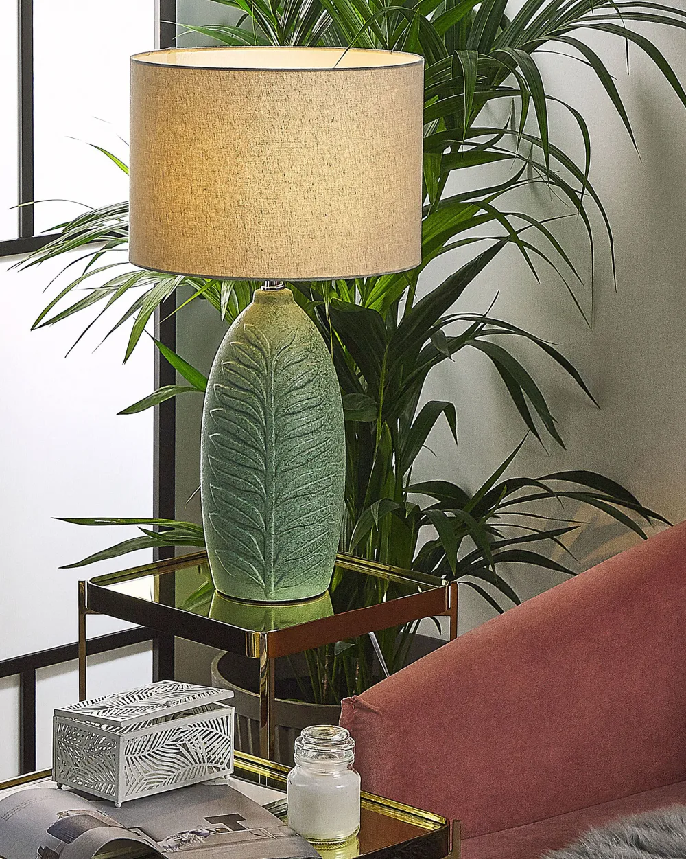 Valaisimet<Beliani Poytavalaisin Keraaminen Vihrea Ohio