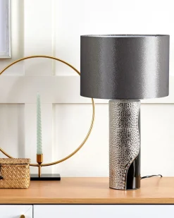 Valaisimet<Beliani Poytavalaisin Posliini Musta/Hopea Aiken