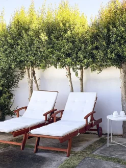 Ulkokalusteet<Beliani Puinen Aurinkotuoli Luonnonvalkoisella Pehmusteella Toscana