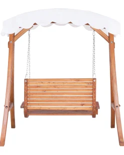 Ulkokalusteet<Beliani Puinen Pihakeinu Katoksella Beige Andria