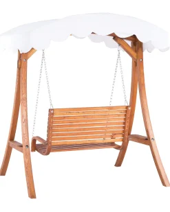 Ulkokalusteet<Beliani Puinen Pihakeinu Katoksella Beige Andria