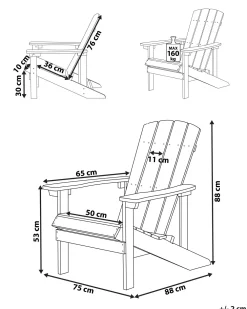 Sale Beliani Punainen Puutarhatuoli Adirondack