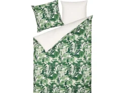 New Beliani Pussilakanasetti Puuvilla Valkoinen/Vihrea 155 X 220 Cm Greenwood