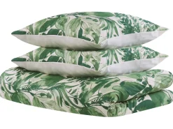 New Beliani Pussilakanasetti Puuvilla Valkoinen/Vihrea 155 X 220 Cm Greenwood