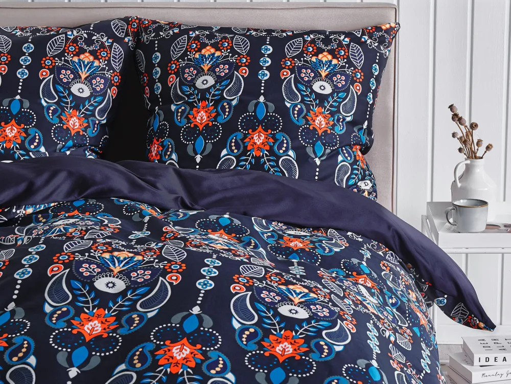 Lastenhuone<Beliani Pussilakanasetti Satiinipuuvilla Tummansininen 135 X 200 Cm Madrona