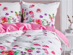 Tekstiilit<Beliani Pussilakanasetti Satiinipuuvilla Monivarinen 155 X 220 Cm Larynhill