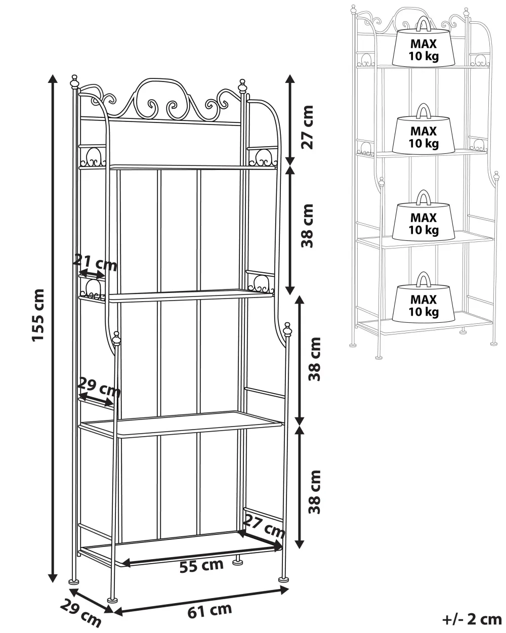 Outlet Beliani Puutarhahylly Musta Metalli Isernia