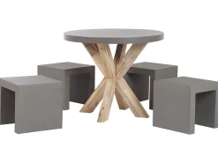 Ulkokalusteet<Beliani Puutarhakalustesetti 4 Hengelle Harmaa Betoniefektilla Pyorea Olbia/Taranto