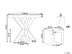 Ulkokalusteet<Beliani Puutarhakalustesetti 4 Hengelle Harmaa Betoniefektilla Pyorea Olbia/Taranto