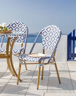 Clearance Beliani Puutarhakalustesetti 4-Istuttava Sinivalkoinen Rifreddo