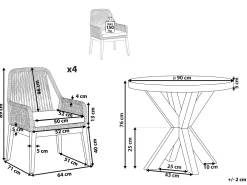 Online Beliani Puutarhakalustesetti 4-Istuttava 90 Cm Poydalla Musta/Harmaa Olbia
