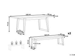 Ulkokalusteet<Beliani Puutarhakalustesetti Poydalla Ja 2 Penkilla Harmaa/Vaalea Puu Oria