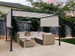 Outlet Beliani Puutarhakatos Led-Valot Beige 310 X 215 Cm Parga