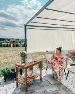 Outlet Beliani Puutarhakatos Led-Valot Beige 310 X 215 Cm Parga