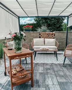 Outlet Beliani Puutarhakatos Led-Valot Beige 310 X 215 Cm Parga