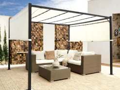 Outlet Beliani Puutarhakatos Led-Valot Beige 310 X 215 Cm Parga