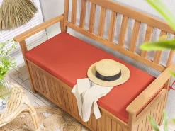 Ulkokalusteet<Beliani Puutarhapenkki Akasiapuu Säilytystila Punainen 120 Cm Sovana