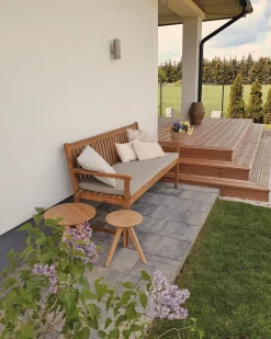 Discount Beliani Puutarhapenkki Sertifioitu Akaasia Vaalea Puu/Ruskeanharmaa 160 Cm Vivara