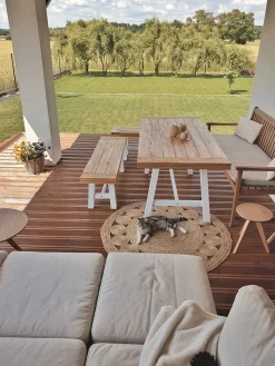 Discount Beliani Puutarhapenkki Sertifioitu Akaasia Vaalea Puu/Ruskeanharmaa 160 Cm Vivara