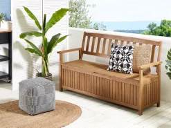 Ulkokalusteet<Beliani Puutarhapenkki Vaalea Akasiapuu Säilytystila 160 Cm Sovana