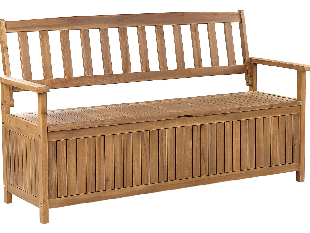 Ulkokalusteet<Beliani Puutarhapenkki Vaalea Akasiapuu Säilytystila 160 Cm Sovana