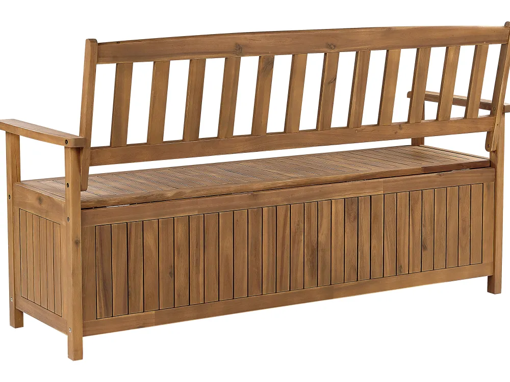 Ulkokalusteet<Beliani Puutarhapenkki Vaalea Akasiapuu Säilytystila 160 Cm Sovana