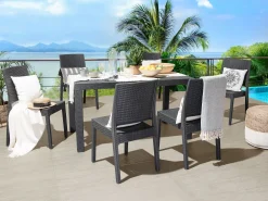 Ulkokalusteet<Beliani Puutarhapoyta 140 X 80 Cm Grafiitinharmaa Fossano