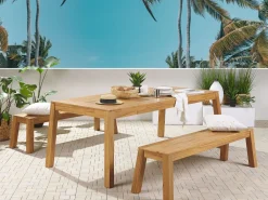 Outlet Beliani Puutarhapoyta Akaasia Vaalea Puu 210 X 90 Cm Livorno