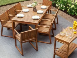 Pöydät<Beliani Puutarhapoyta Akaasia Vaalea Puu 180 X 90 Cm Sassari