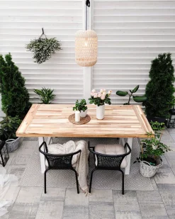 Pöydät<Beliani Puutarhapoyta Akaasia Vaalea Puu/Valkoinen 170 X 80 Cm Scania