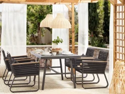 Pöydät<Beliani Puutarhapoyta Alumiini Musta 150 X 90 Cm Canetto