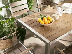 Cheap Beliani Puutarhapoyta Alumiini Vaalea Puu 180 X 90 Cm Vernio