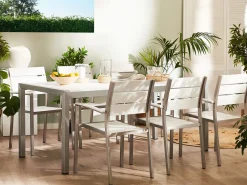 Shop Beliani Puutarhapoyta Alumiini Valkoinen 180 X 90 Cm Vernio