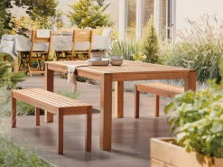 Clearance Beliani Puutarhapoyta Eukalyptus Vaalea Puu 190 X 105 Cm Monsano