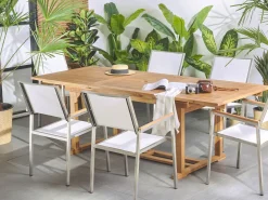 Pöydät<Beliani Puutarhapoyta Jatkettava Akaasia Vaalea Puu 160/220 X 90 Cm Java