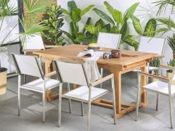 Pöydät<Beliani Puutarhapoyta Jatkettava Akaasia Vaalea Puu 160/220 X 90 Cm Java