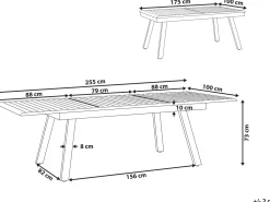 Pöydät<Beliani Puutarhapoyta Jatkettava Alumiini Harmaa 175/255 X 100 Cm Pereta