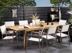 Ulkokalusteet<Beliani Puutarhapoyta Jatkettava Akaasia Vaalea Puu 180/240 X 100 Cm Cesana