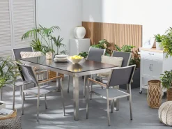 Best Sale Beliani Puutarhapoyta Lasitasolla Musta 180 X 90 Cm Grosseto