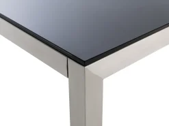 Best Sale Beliani Puutarhapoyta Lasitasolla Musta 180 X 90 Cm Grosseto