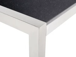 Pöydät<Beliani Puutarhapoyta 3-Osainen Graniittitaso Musta 180 X 90 Cm Grosseto