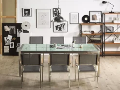 Pöydät<Beliani Puutarhapoyta 3-Osainen Lasitaso Kirkas 220 X 100 Cm Grosseto