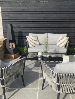 Ulkokalusteet<Beliani Puutarhapoytaryhma Harmaa/Musta Preveza