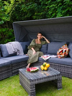 Ulkokalusteet<Beliani Puutarharyhma 6-Istuttava Harmaa Corte